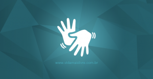 Ícone que representa Libras, em fundo verde.