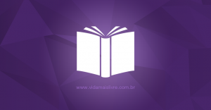 Ícone que representa um livro aberto, em fundo roxo.