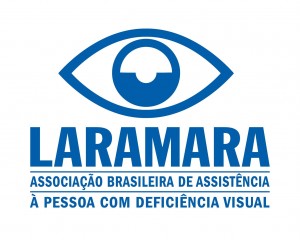Logo da Associação Laramara traz a ilustração de um olho e o texto: Laramara - Associação Brasileira de Assistência à Pessoa com Deficiência Visual